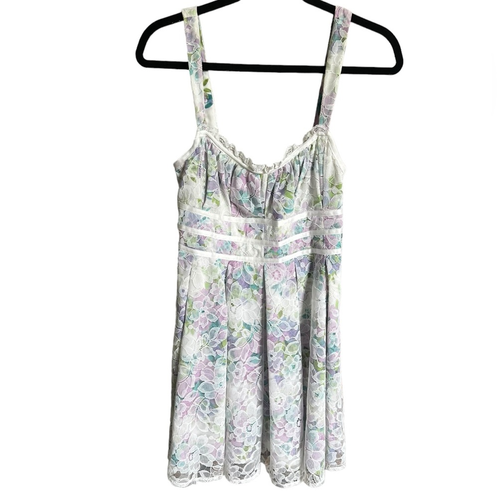 New For Love And Lemons Loretta Mini Dress Ivory Milkmaid Cottagecore Floral - Picture 6 of 12
